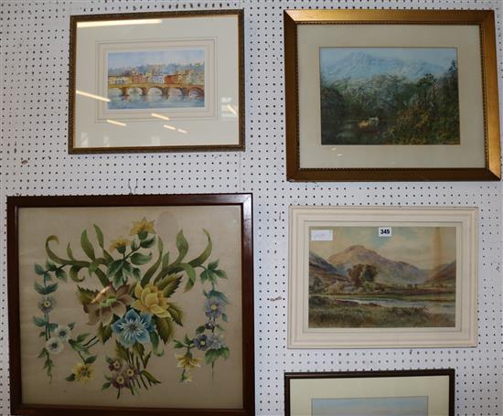 4 assorted watercolours, signed